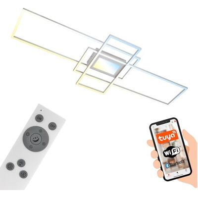 Briloner LED plafondlamp met app stembediening, dimbaar, warm wit tot koel wit, LED lamp, plafondlamp, woonkamerlamp, slaapkamerlamp, keukenlamp, 110,5x42x6,5 cm (LxBxH), aluminiumkleurig Briloner LED plafondlamp met app stembediening, dimbaar, warm wit tot koel wit, LED lamp, plafondlamp, woonkamerlamp, slaapkamerlamp, keukenlamp, 110,5x42x6,5 cm (LxBxH), aluminiumkleurig