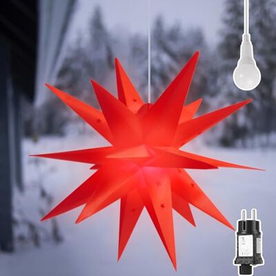 SALCAR 60 cm 3D lichtster voor buiten, Kerstmis, led-kerstster, verlichte ramen, adventsster, binnen, kerstdecoratie, hangend, rood SALCAR 60 cm 3D lichtster voor buiten, Kerstmis, led-kerstster, verlichte ramen, adventsster, binnen, kerstdecoratie, hangend, rood