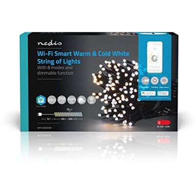 NEDIS SmartLife Wi-Fi decoratief LED-lichtsnoer 20m 200 LED's/warm-wit tot koud-wit NEDIS SmartLife Wi-Fi decoratief LED-lichtsnoer 20m 200 LED's/warm-wit tot koud-wit