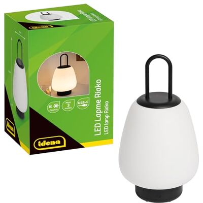 Idena 31877 LED-lamp Riako in wit-zwart, oplaadbare tafellamp voor binnen, ca. 29 cm, dimbare tafellamp met 3 standen Idena 31877 LED-lamp Riako in wit-zwart, oplaadbare tafellamp voor binnen, ca. 29 cm, dimbare tafellamp met 3 standen