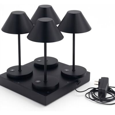 Lumisky Set van 4 draadloze tafellampen 4 x NAOMI LED warm wit H 15,5 cm met laadplaat Lumisky Set van 4 draadloze tafellampen 4 x NAOMI LED warm wit H 15,5 cm met laadplaat