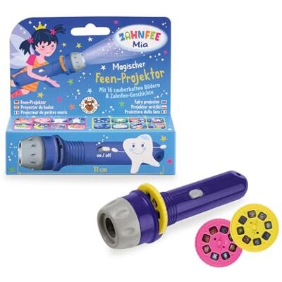 TRENDHAUS 965110 Zahnfee Mia magische feeënprojector, zaklamp met 2 beeldschijven, projecteert 16 afbeeldingen passend bij een tandenfee geschiedenis TRENDHAUS 965110 Zahnfee Mia magische feeënprojector, zaklamp met 2 beeldschijven, projecteert 16 afbeeldingen passend bij een tandenfee geschiedenis