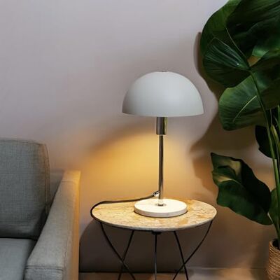Lightbox paddenstoel tafellamp 36 cm hoog, Ø 20 cm bureaulamp voor thuiskantoor met schakelaar & voet gemaakt van travertin steen als bedlampje, kantooraccessoire gemaakt van metaal in zwart / Lightbox paddenstoel tafellamp 36 cm hoog, Ø 20 cm bureaulamp voor thuiskantoor met schakelaar & voet gemaakt van travertin steen als bedlampje, kantooraccessoire gemaakt van metaal in zwart /