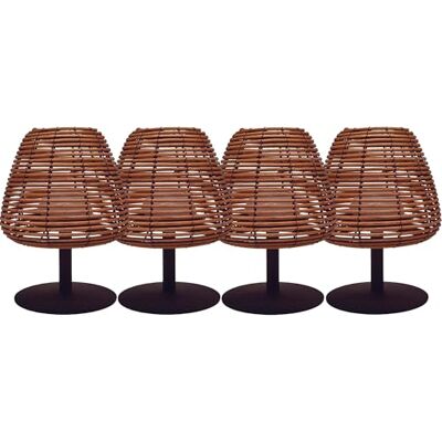 Lumisky Set van 4 draadloze tafellampen van natuurlijk rotan, led, warmwit/wit, dimbaar, 4 x BOHEME H25 cm Lumisky Set van 4 draadloze tafellampen van natuurlijk rotan, led, warmwit/wit, dimbaar, 4 x BOHEME H25 cm