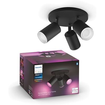 Philips White & Colour Ambiance Fugato Spot 4 flg. zwart 4x350lm, dimbaar, 16 miljoen kleuren, bedienbaar via app, compatibel met Amazon Alexa (Echo, Echo Dot) Philips White & Colour Ambiance Fugato Spot 4 flg. zwart 4x350lm, dimbaar, 16 miljoen kleuren, bedienbaar via app, compatibel met Amazon Alexa (Echo, Echo Dot)