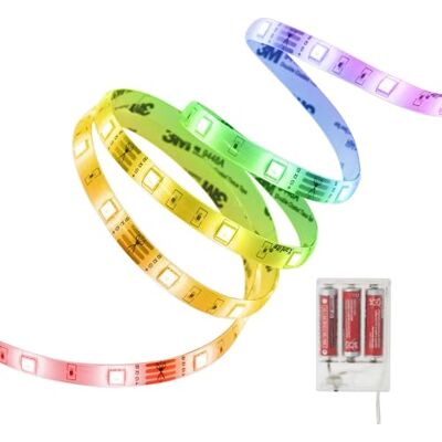 Xanlite LSAK1PIRGB LED-lichtstrip, 3 batterijen inbegrepen, 1 m, 345 lumen, looptijd 28 uur, bevestigingsmodus met lijm, meerkleurig, 20 variaties, wit Xanlite LSAK1PIRGB LED-lichtstrip, 3 batterijen inbegrepen, 1 m, 345 lumen, looptijd 28 uur, bevestigingsmodus met lijm, meerkleurig, 20 variaties, wit
