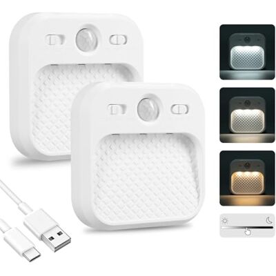 Carehabi Set van 2 led-nachtlampjes met bewegingsmelder, kastverlichting, traploos instelbare intensiteit met timerfunctie en magnetisch design, 3 kleurtemperaturen, recha nachtlampje Carehabi Set van 2 led-nachtlampjes met bewegingsmelder, kastverlichting, traploos instelbare intensiteit met timerfunctie en magnetisch design, 3 kleurtemperaturen, recha nachtlampje