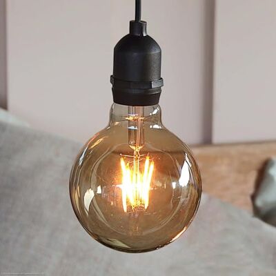 Hellum Hanglamp met batterij en afstandsbediening voor buiten, G95 Ø 9,5 x 13,7 cm, gouden gloeilamp, dimbare retro hanglamp met batterij (4 x AA niet inbegrepen) 150414 Hellum Hanglamp met batterij en afstandsbediening voor buiten, G95 Ø 9,5 x 13,7 cm, gouden gloeilamp, dimbare retro hanglamp met batterij (4 x AA niet inbegrepen) 150414