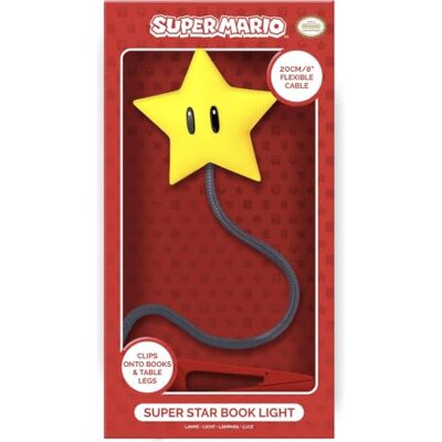 Paladone Super Mario Super Star Clip Book Light Batterij aangedreven LED-cliplamp met flexibele arm, officiële Nintendo-merchandise Paladone Super Mario Super Star Clip Book Light Batterij aangedreven LED-cliplamp met flexibele arm, officiële Nintendo-merchandise