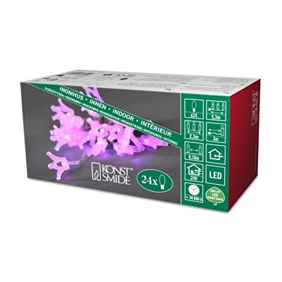 Konstsmide 4092-453 LED decoratieve lichtketting "bevroren kronen" / voor binnen (IP20) / 24 V binnentransformator / 24 paarse diodes/transparante kabel Konstsmide 4092-453 LED decoratieve lichtketting "bevroren kronen" / voor binnen (IP20) / 24 V binnentransformator / 24 paarse diodes/transparante kabel