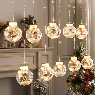 BEPER P207ILL001 Lichtsnoer met 10 transparante ballen van kunststof (8 cm), 150 warme ledlampen, 8 verlichtingsmodi, feestelijke decoratie voor binnen, vermogen 9 W, 3 m kabel BEPER P207ILL001 Lichtsnoer met 10 transparante ballen van kunststof (8 cm), 150 warme ledlampen, 8 verlichtingsmodi, feestelijke decoratie voor binnen, vermogen 9 W, 3 m kabel