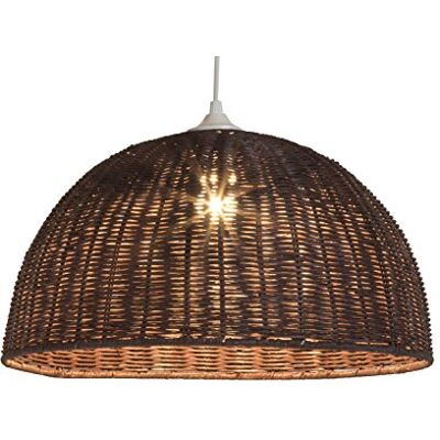 LUSSIOL Hanglamp Jacinthe 1/2 kogel rotan 60 Watt wengé ø 40 x H 16 cm LUSSIOL Hanglamp Jacinthe 1/2 kogel rotan 60 Watt wengé ø 40 x H 16 cm