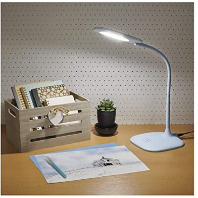 EMOS Dimbare LED tafellamp STELLA 5W, helderheid max. 500lm, lichtkleur 4000K, flexibele arm, 1,7 m netsnoer met EURO-adapter, CRI>80, lichtduur 30000 uur, blauw EMOS Dimbare LED tafellamp STELLA 5W, helderheid max. 500lm, lichtkleur 4000K, flexibele arm, 1,7 m netsnoer met EURO-adapter, CRI>80, lichtduur 30000 uur, blauw