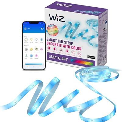 WiZ LED strip 5 meter RGB Makkelijke installatie Gekleurd en Wit licht Muzieksynchronisatie RGB; één kleur tegelijk WiZ LED strip 5 meter RGB Makkelijke installatie Gekleurd en Wit licht Muzieksynchronisatie RGB; één kleur tegelijk