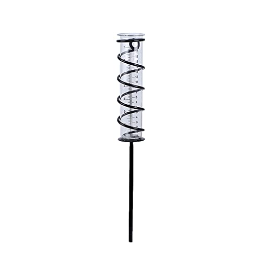 Lecerrot Spiraal regenmeter, glazen regenmeter, decoratie, outdoor regenmeter met metalen grondpen en schaal, tuinsteker, regenmeter, tuindecoratie voor binnenplaats, tuin, gazon, terras