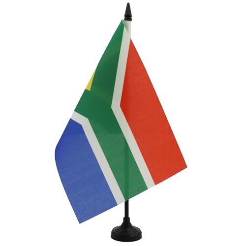 AZ FLAG Zuid-Afrika Tafelvlag 14x21 cm Zuid-Afrikaanse Desk Vlag 21 x 14 cm Zwarte plastic stok en voet