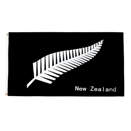 AZ FLAG Nieuw-Zeelandse Fern Vlag 150x90 cm Zwarte Nieuw-Zeelandse vlaggen 90 x 150 cm Banner 3x5 ft Hoge kwaliteit