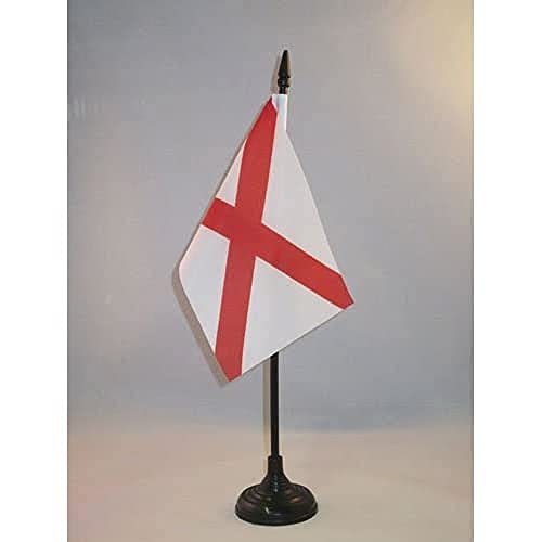 AZ FLAG Alabama Tafelvlag 15x10 cm US state of Alabama Desk Vlag 15 x 10 cm Zwarte plastic stok en voet