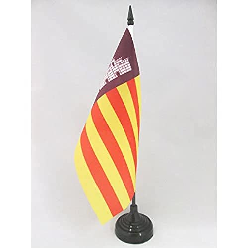 AZ FLAG Mallorca Tafelvlag 14x21 cm Mallorca City Desk Vlag 21 x 14 cm Zwarte plastic stok en voet