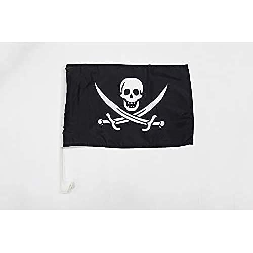 AZ FLAG Autovlag Piraat Jack Rackham 45x30cm Autovlag piraten kaper 30 x 45 cm AZ VLAG