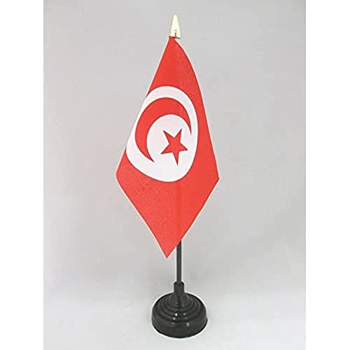 AZ FLAG Tunesië Tafelvlag 15x10 cm Tunesische Bureauvlag 15 x 10 cm gouden speerblad