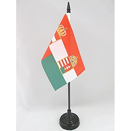 AZ FLAG Oostenrijks-Hongaarse 1867-1918 Tafelvlag 15x10 cm Oostenrijks-Hongaarse Keizerrijk Bureausvlag 15 x 10 cm Zwarte plastic stok en voet