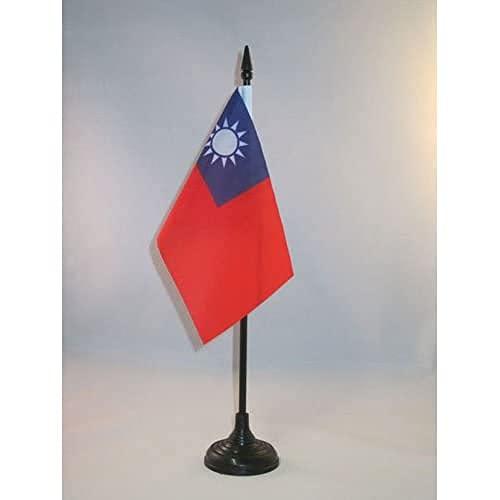 AZ FLAG Taiwanese Tafelvlag 15x10 cm Taiwanese Bureauvlag 15 x 10 cm Zwarte plastic stok en voet