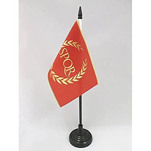 AZ FLAG Romeinse Empire Tafelvlag 15x10 cm Romeinse Empire Bureauvlag 15 x 10 cm Zwarte plastic stok en voet