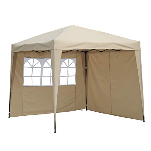 Angel Living 2,5 x 2,5 m pop-up paviljoentent met 2 zijpanelen en handige draagtas (beige)