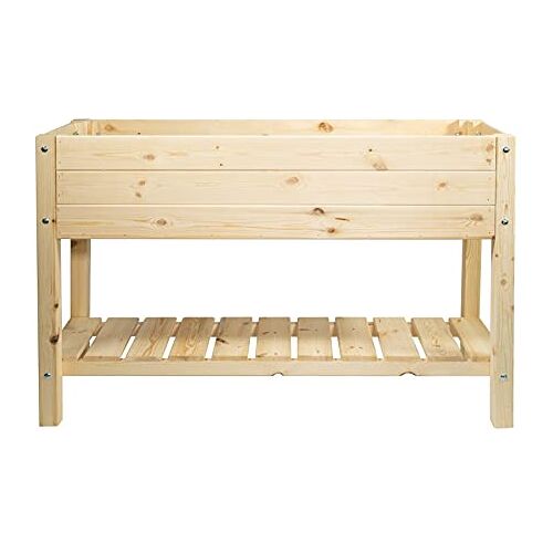 mgc24 Verhoogd bloembed massief L grenenhout natuur rechthoekig voor tuin/terras / balkon 118 x 40 x 78 cm