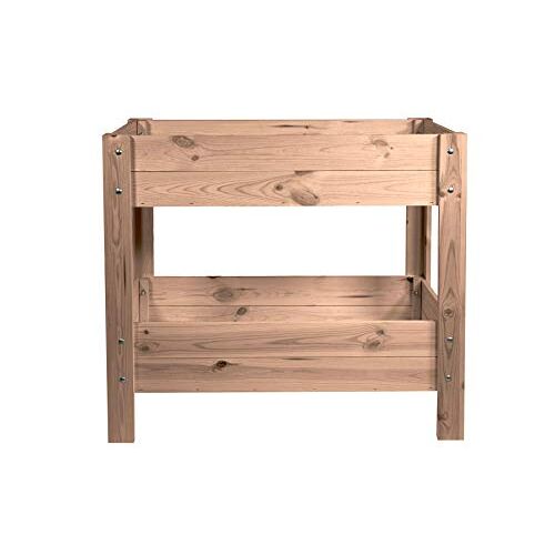 mgc24 ® Verhoogd bloembed grenenhout donkerbruin rechthoekig, voor tuin/terras/balkon ca. 80 x 37,6 x 78 cm met 2 verdiepingen