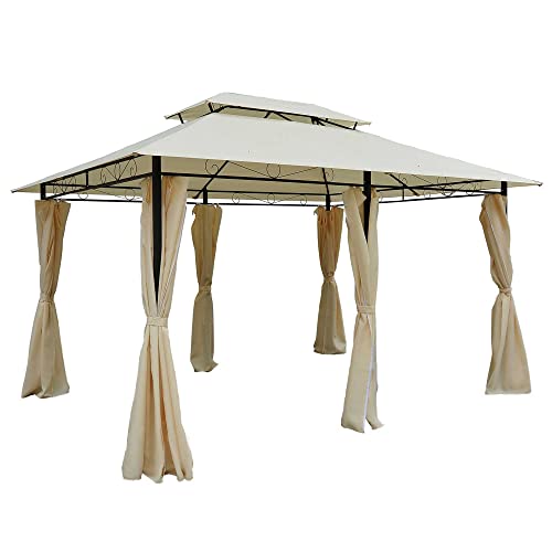 Outsunny paviljoen partytent voor in de tuin partytent tuintent feesttent dubbel dak 3 x 4 m