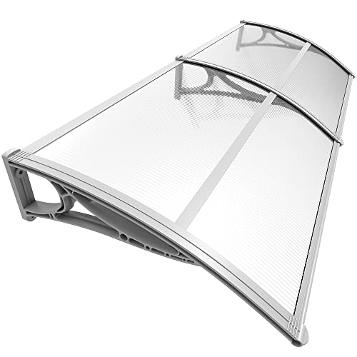 VOUNOT Baldakijn voor voordeur 200 x 80 cm, Baldakijn voor voordeur van aluminium en polycarbonaat, Transparante mono luifel, mono luifel