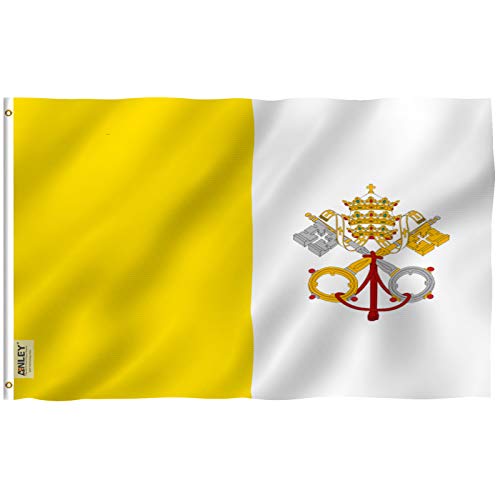 Anley Fly Breeze 3x5 Foot (90x150 cm) Vaticaanse Vlag Levendige Kleur en UV Vervagend Canvaskop en Dubbel Gestikt Vaticaanstad Vlaggen Polyester met Messing Grommets 3 X 5 Ft