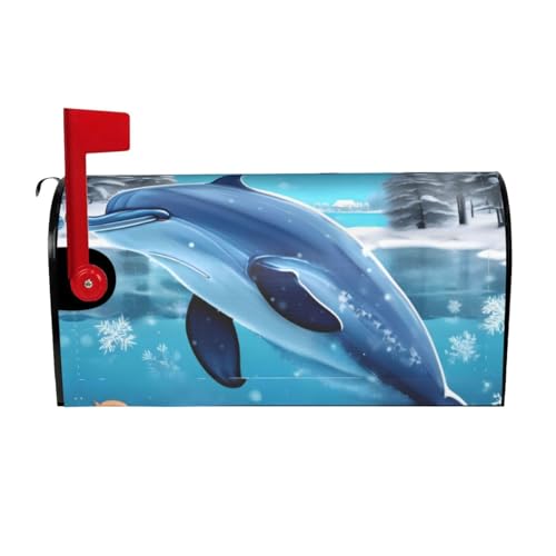 Chrysm Winter The Dolphin Brievenbushoezen, brievenbus brievenbus cover brievenbus wrap voor tuin 21" Lx 18" B, 25,5x21