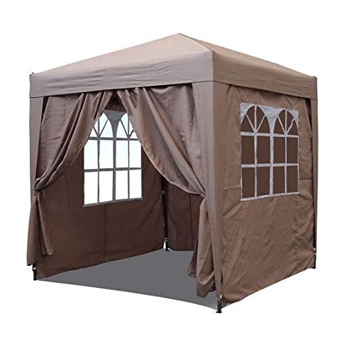 QUICK STAR pop-up paviljoen, 2,5 x 2,5 m, beige met 4 Easy-klittenband zijwanden met 2 ritsen vouwpaviljoen