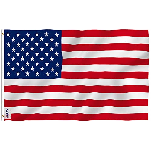 Anley Fly Breeze 3x5 voet (90x150 cm) Amerikaanse Amerikaanse polyester vlag levendige kleuren en UV-lichtbestendig canvas koptekst en dubbel gestikt Amerikaanse vlaggen