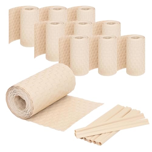 Jardinion Privacy scherm stroken rotan look 250 x 19cm, 10 stuks (25m), beige incl. 20 bevestigingsclips Dubbel piket hek privacy scherm rotan, balkon privacy scherm, terras en tuin hek privacy scherm