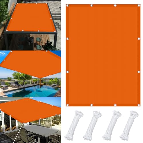 JIAHAO Zonnescherm Zeil 5.5 x 7 m 98% Uv-blokkering Tuinoverkapping Met Rechte Hoeken Met Gratis Touwen voor Outdoor Tuin Patio Yard Party, Oranje