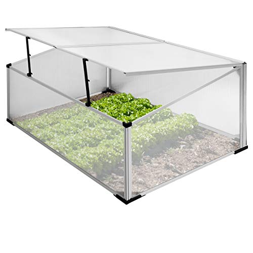 ECD Germany koudframe kas gemaakt van polycarbonaat met aluminium frame, 100 x 60 x 40 cm, afsluitbaar dak, transparant, weer- en UV-bestendig, kas koud frame, tomatenhuis, plantenhuis