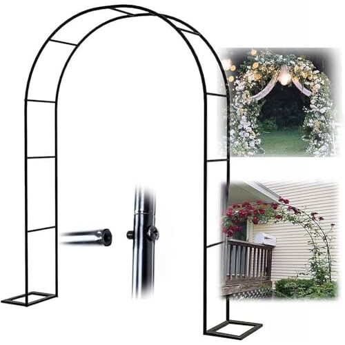 SEVSO Zwart stalen tuin prieel huwelijksboog metalen prieel pergola buisframe traliewerk boog voor klimplanten rozen wijnstokken 120 cm 140 cm 240 cm breed,Wit,W1.8M*H2.2M