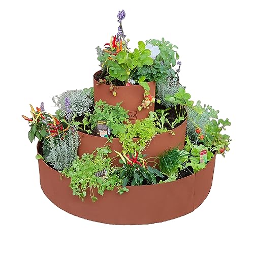 UNUS Garden Kruidenslak kruidenbed kruidentoren met drie ringen Ø 30 cm, 60 cm, 90 cm roestlook metaal bloemenpiramide