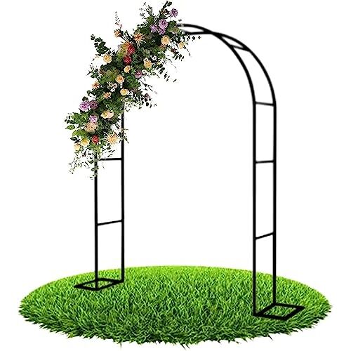 SEVSO Heavy Duty Metalen Tuin Boog Trellis 1.2M 1.4M 1.8M 2M 2.4M 3M 3.5M Brede Weerbestendige Rozenbogen Bruiloft Boog Frame, Tuiningangen Decoratie Boogstandaard,zwart,W2.4M*H2.2M