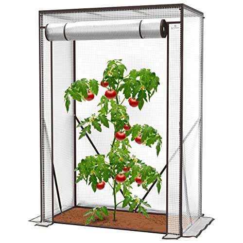 KESSER ® Premium tomatenkas foliekas, broeikas klein, tomatenhuis, broeikas met deur om op te rollen 100 x 50 x 150 cm broeibak, groenten, bloemen, fruit, tuin