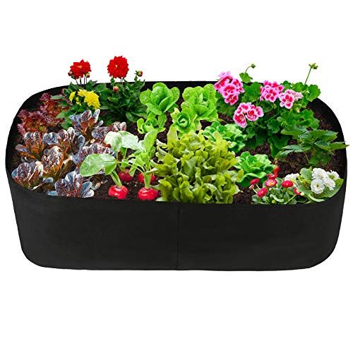 VKTY Rechthoekig verhoogd tuinbed van 1,5 cm x 2 m, stof verhoogd tuinbedzakken, plantcontainer kweekzak, plantenbak, pot, bed voor groenten, wortel, ui, kruid, bloemplanten
