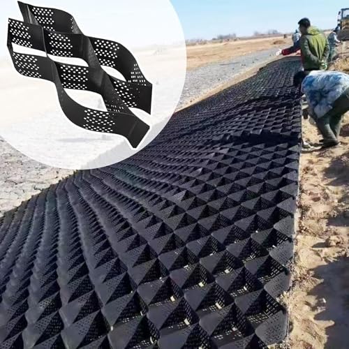 QGCJHNKI Geocell oprit grondraster, padgrindstabilisatorraster, modderbeheersingsrasters, versterking van pier/dijk Geogrid rasterpaneel Tuin (Size : 4m x 6m (13FT x 19.5FT))