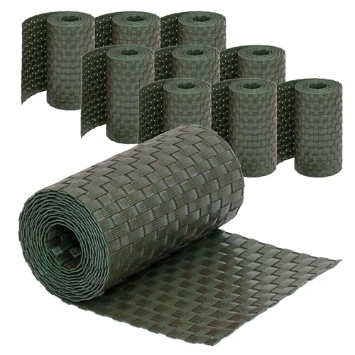 Jardinion Privacy scherm stroken rotan look 250 x 19cm, 10 stuks (25m), groen Dubbel piket hek privacy scherm rotan, balkon privacy scherm, terras en tuin hek privacy scherm