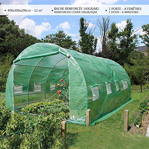 VOUNOT Kas, plastic kas, tomatenhuis, folietunnel, 4x3x2m, 12m²