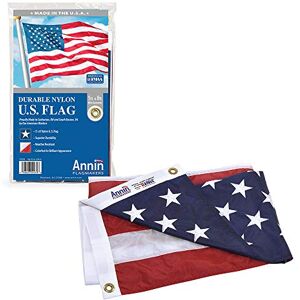 Annin Flagmakers (2270) SolarGuard Nyl-Glo Amerikaanse vlag, gemaakt in de VS, 1,5 meter x 2,43 meter, nylon Annin Flagmakers (2270) SolarGuard Nyl-Glo Amerikaanse vlag, gemaakt in de VS, 1,5 meter x 2,43 meter, nylon