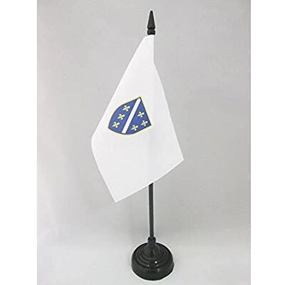 AZ FLAG Bosnië en Herzegovina 1992-1998 Tafelvlag 15x10 cm oude Bosnische Desk Vlag 15 x 10 cm Zwarte plastic stok en voet AZ FLAG Bosnië en Herzegovina 1992-1998 Tafelvlag 15x10 cm oude Bosnische Desk Vlag 15 x 10 cm Zwarte plastic stok en voet